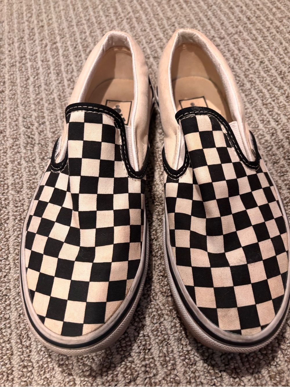 Vans Slip-On Checkerboard Canvas Skate Shoes - Black & White - Picture 2 of 6